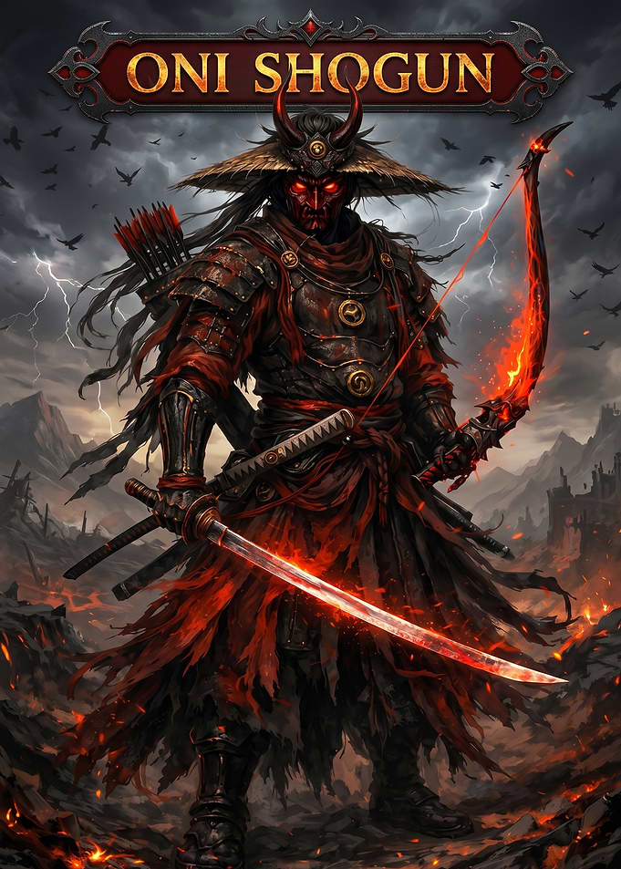 Oni Shogun with Fiery Weapons