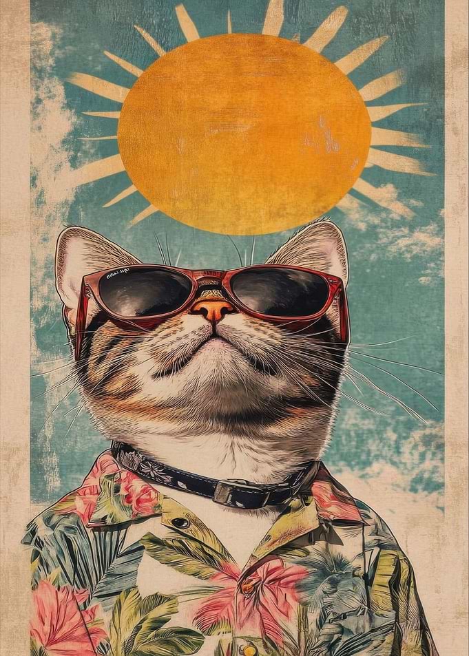 Cool Cat in Sunglasses and Hawaiian Shirt