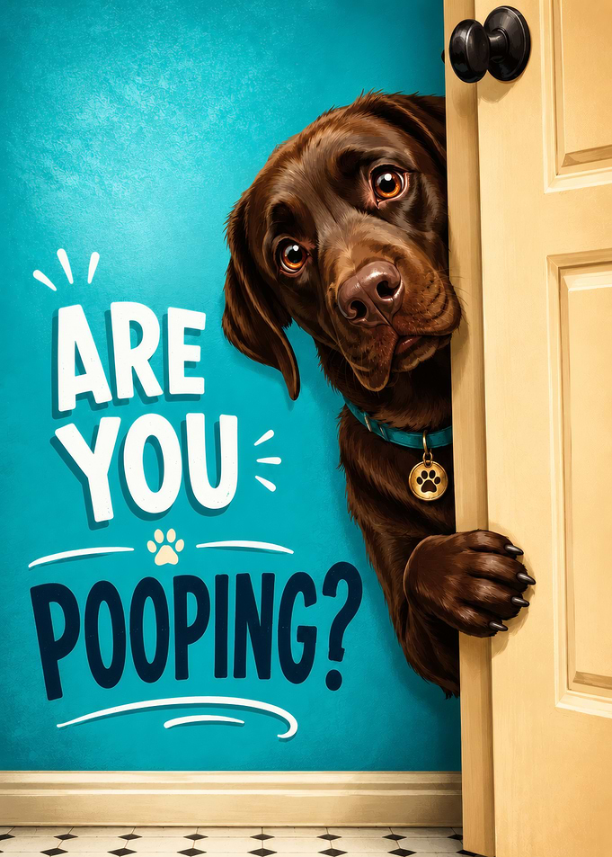 Dog peeking around a door