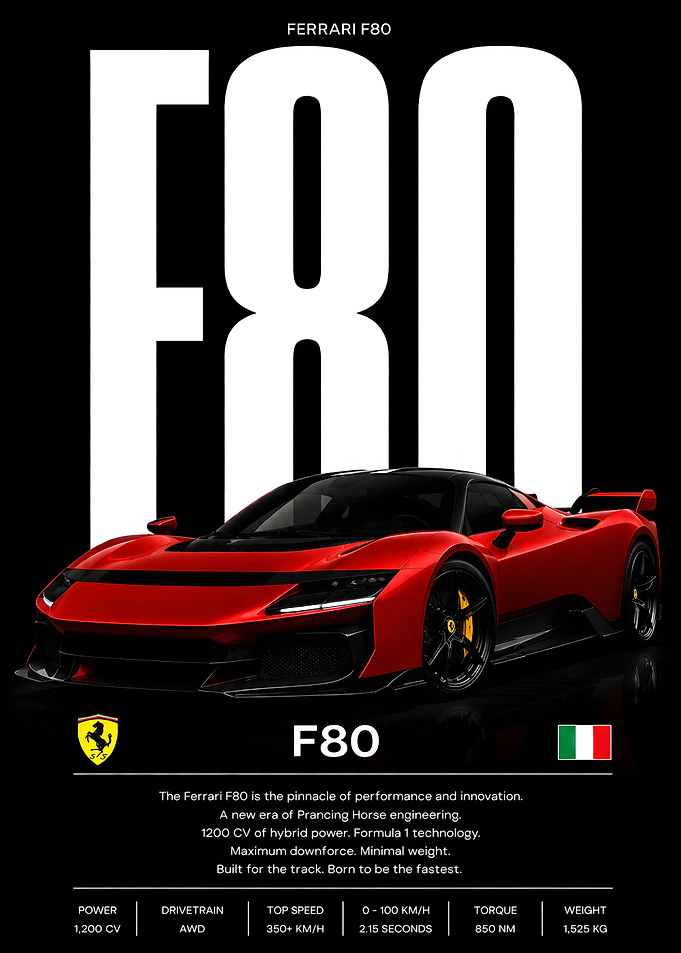 Red Ferrari F80 Supercar Poster