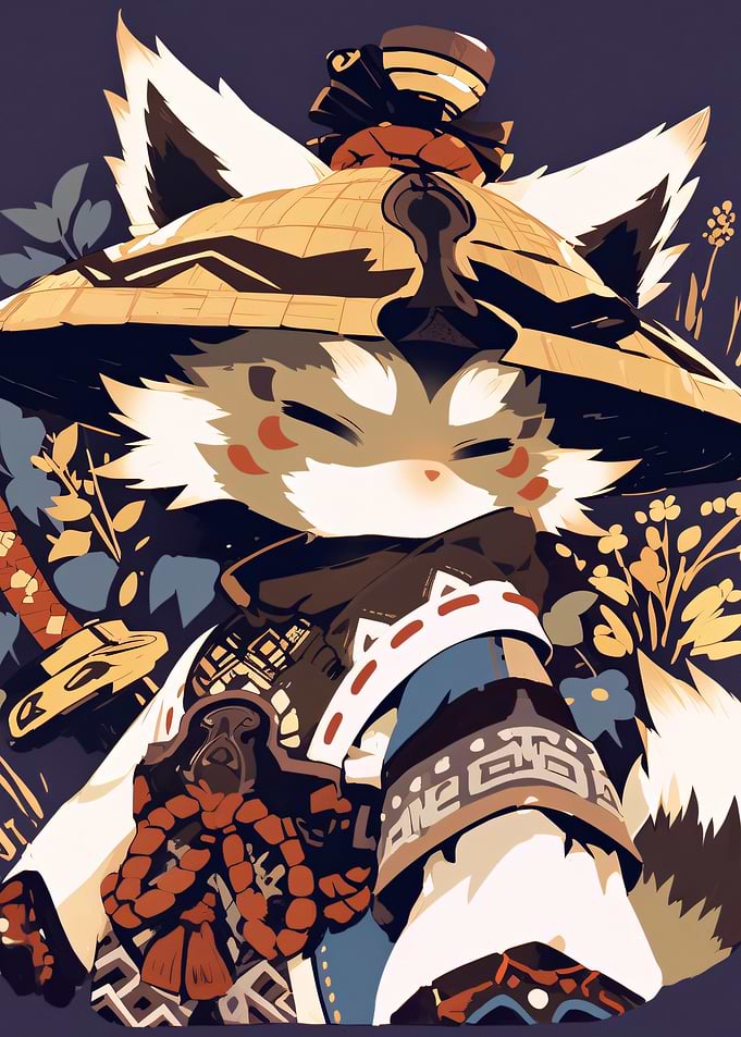 Anthropomorphic Tanuki Warrior