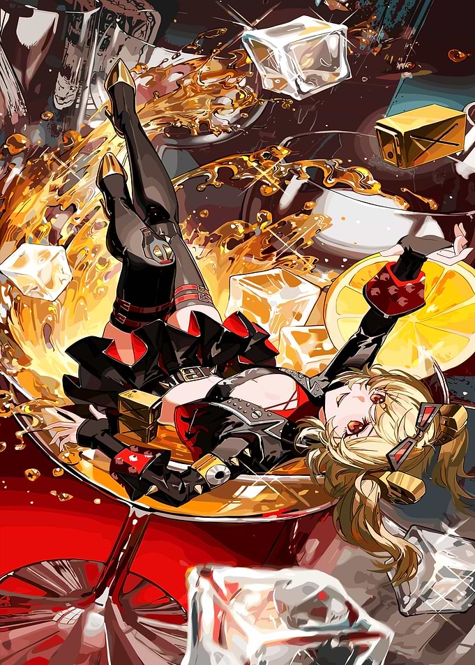 Anime Girl in Cocktail Glass