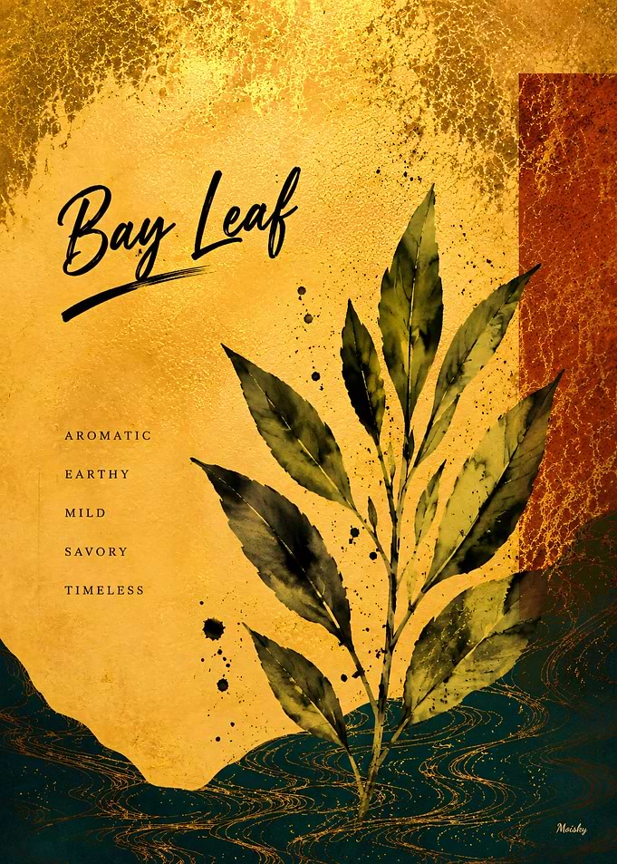 Neo-Rinpa Culinary Botanicals No. 02 – Bay Leaf Kitchen Wall Art