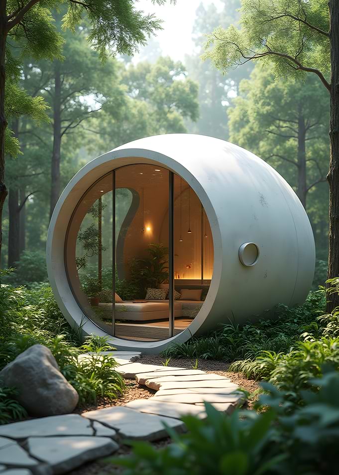 Modern Pod Home in Forest