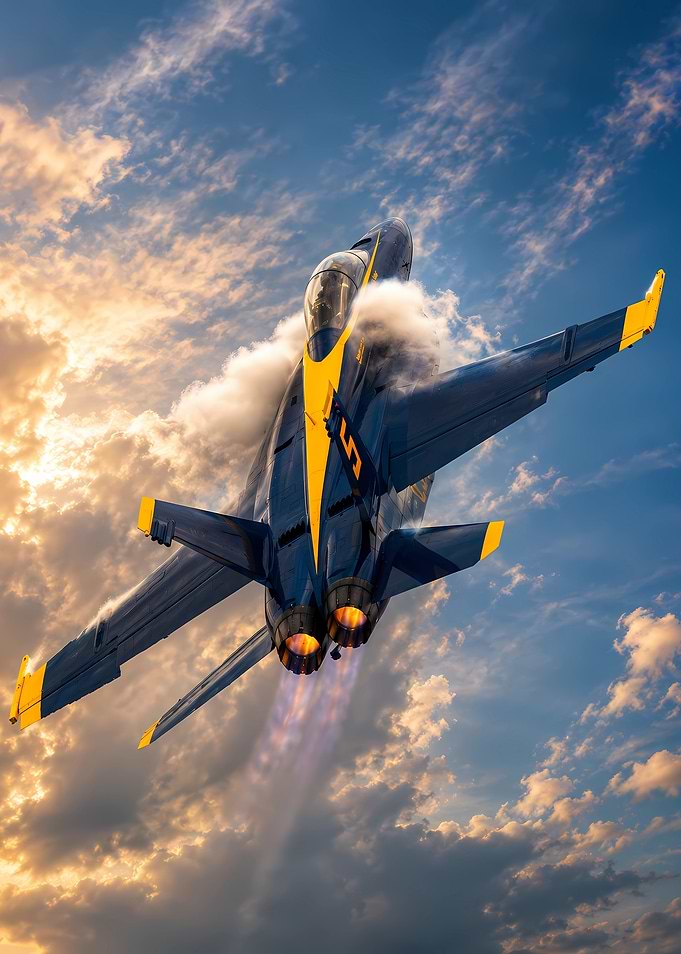 Blue Angels Jet in Clouds