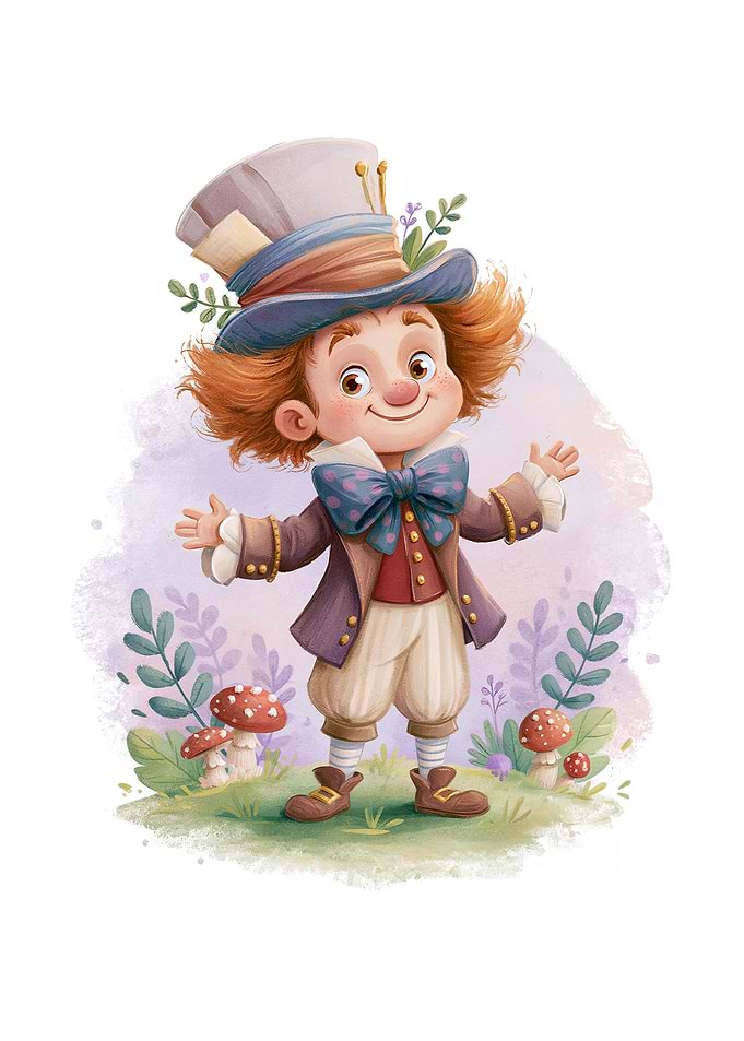 Cute Mad Hatter Boy in a Magical Forest