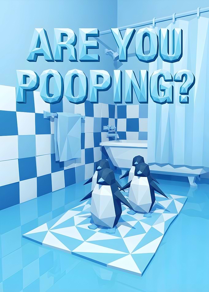 Are You Pooping? Penguins in Bathroom Funny Toilet Humor