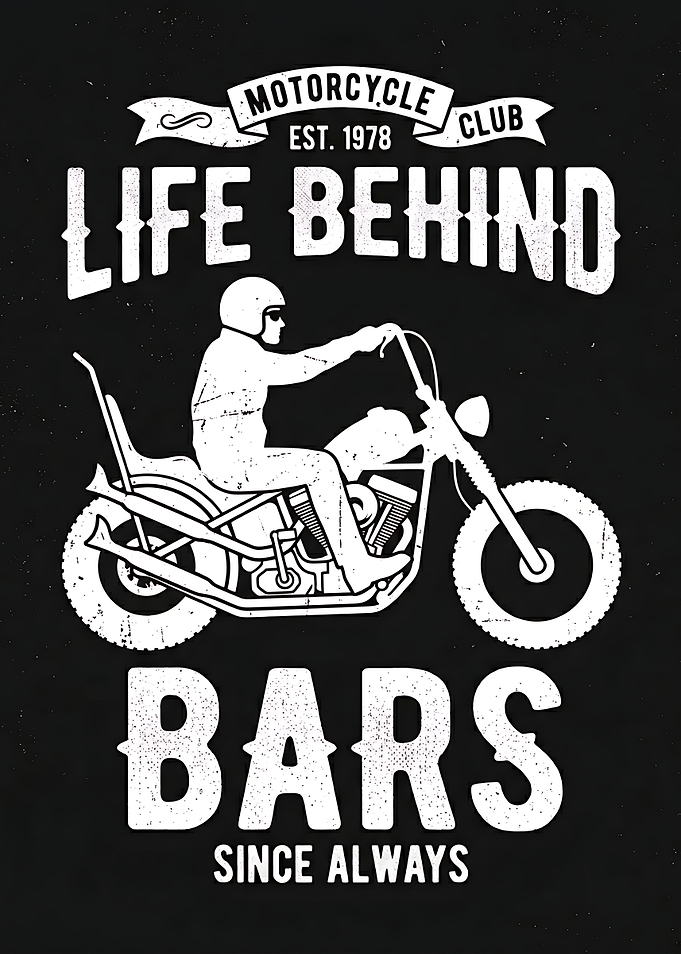 Life Behind Bars Motorcycle Club Vintage Poster Biker Wall Art