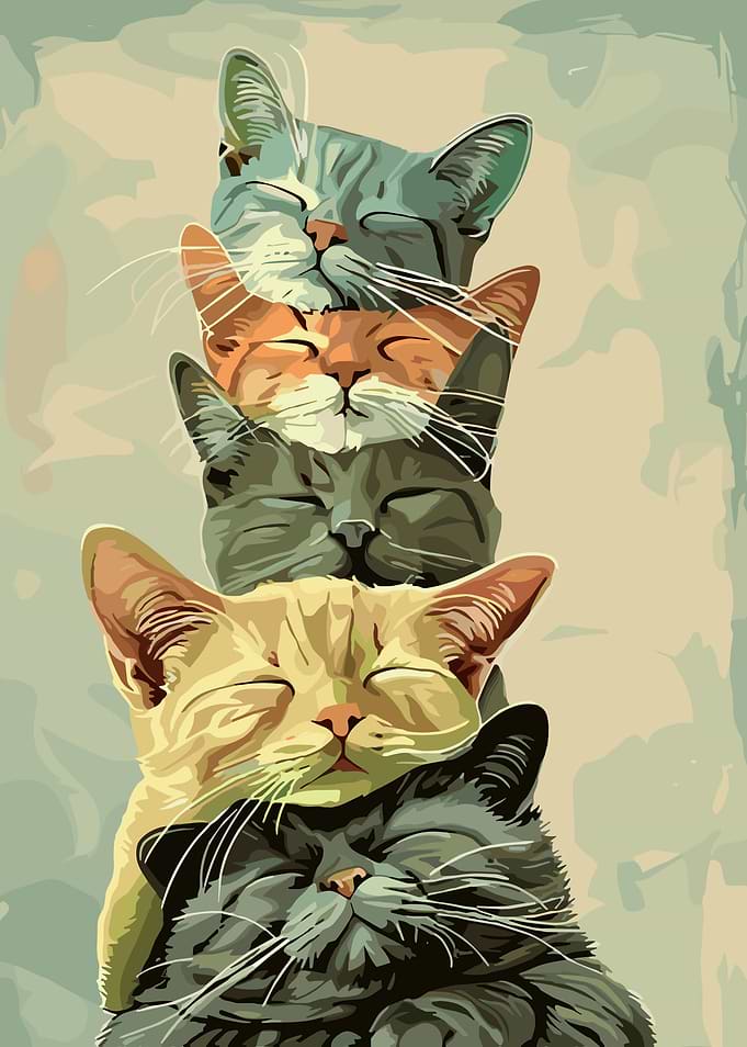 Stack of Sleeping Cats