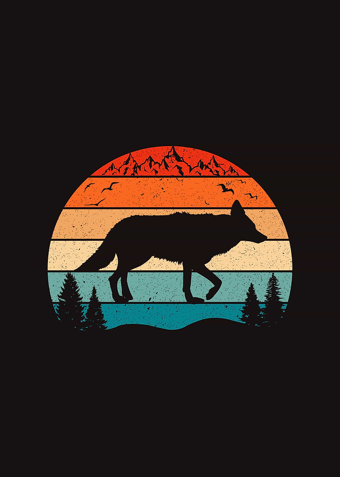 Retro Coyote Sunset