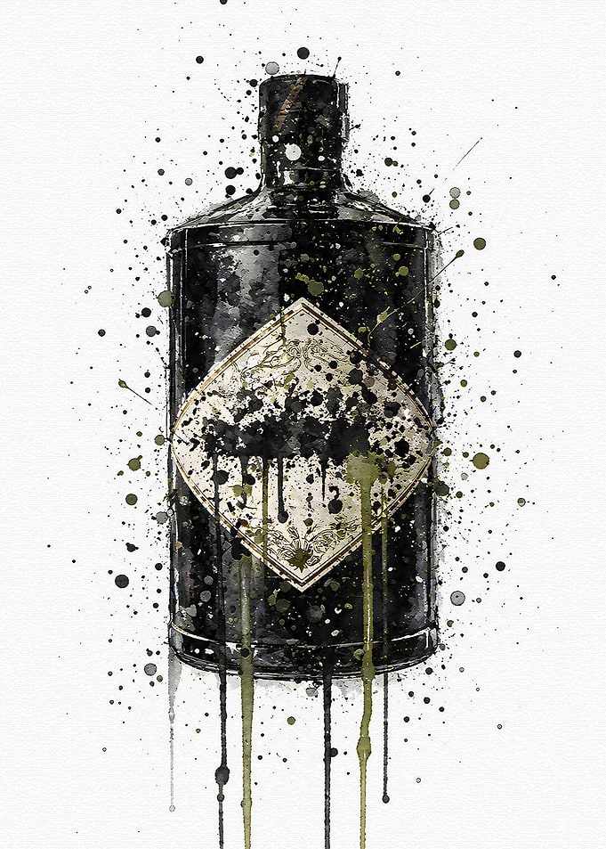 Abstract Gin Bottle Splatter Art