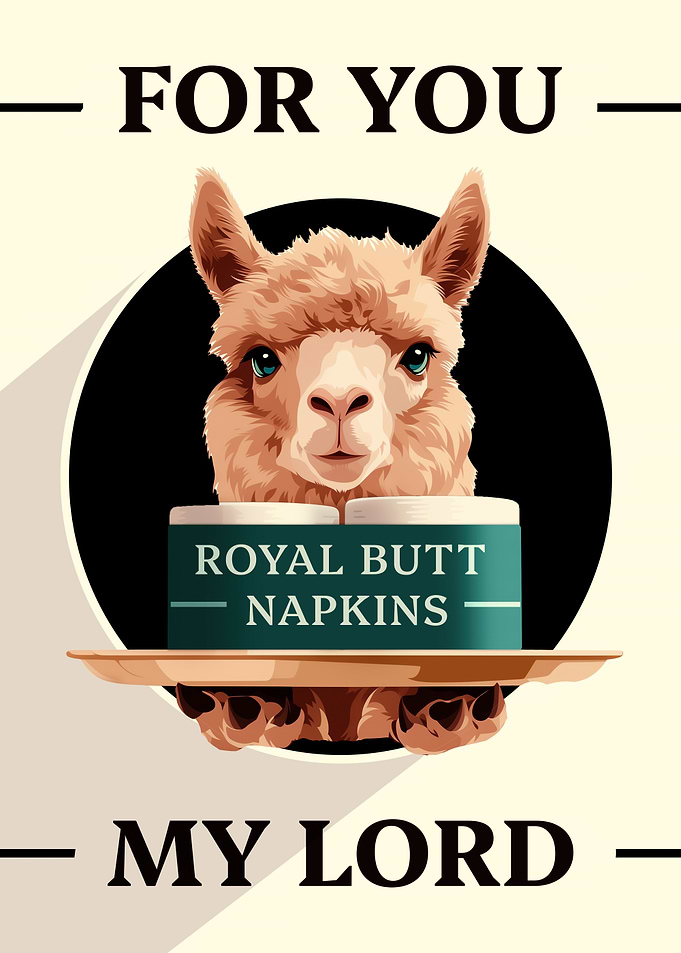 Alpaca Serving Royal Butt Napkins