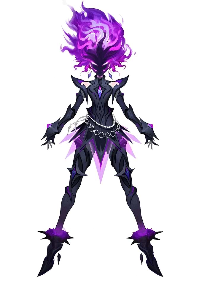 Dark Fantasy Character with Purple Flames