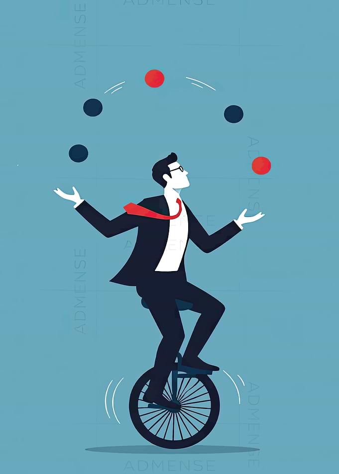 Businessman Juggling on a Unicycle