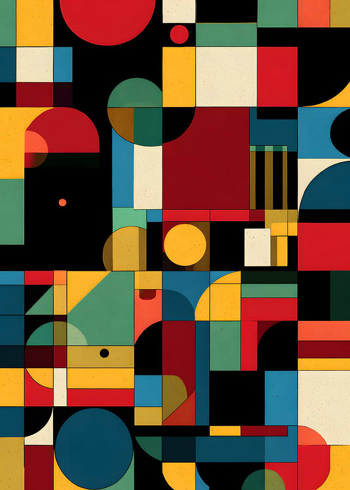 Geometric Abstract Art with Circles and Rectangles