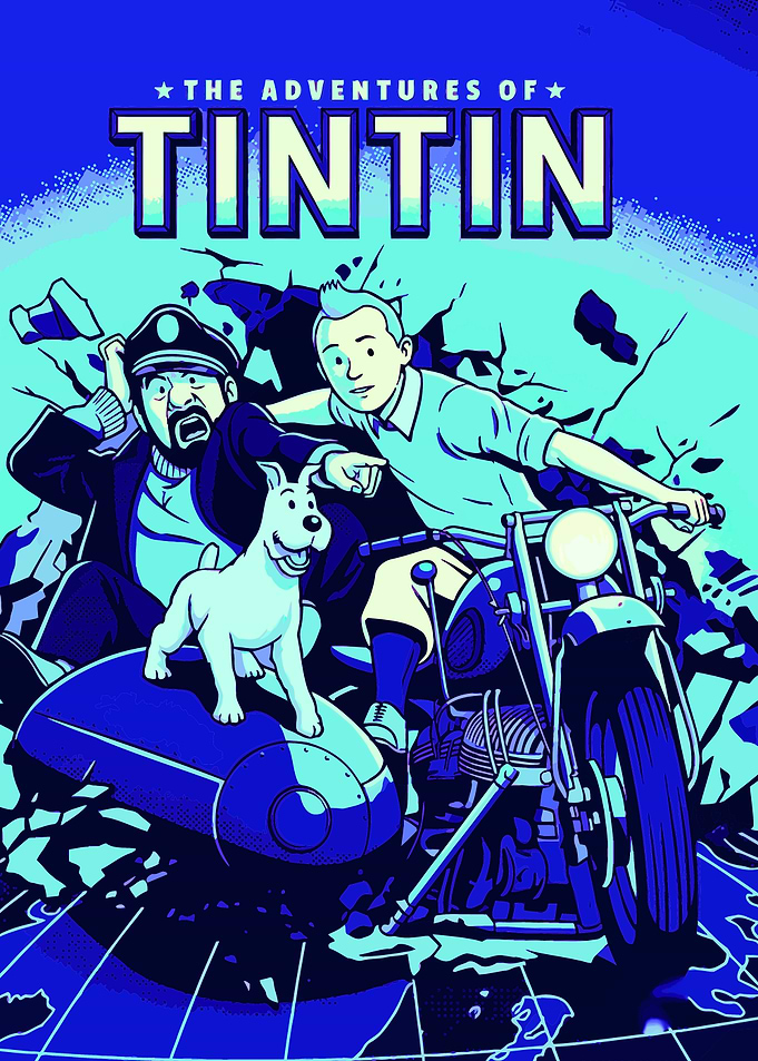 The Adventures of Tintin Motorcycle Poster