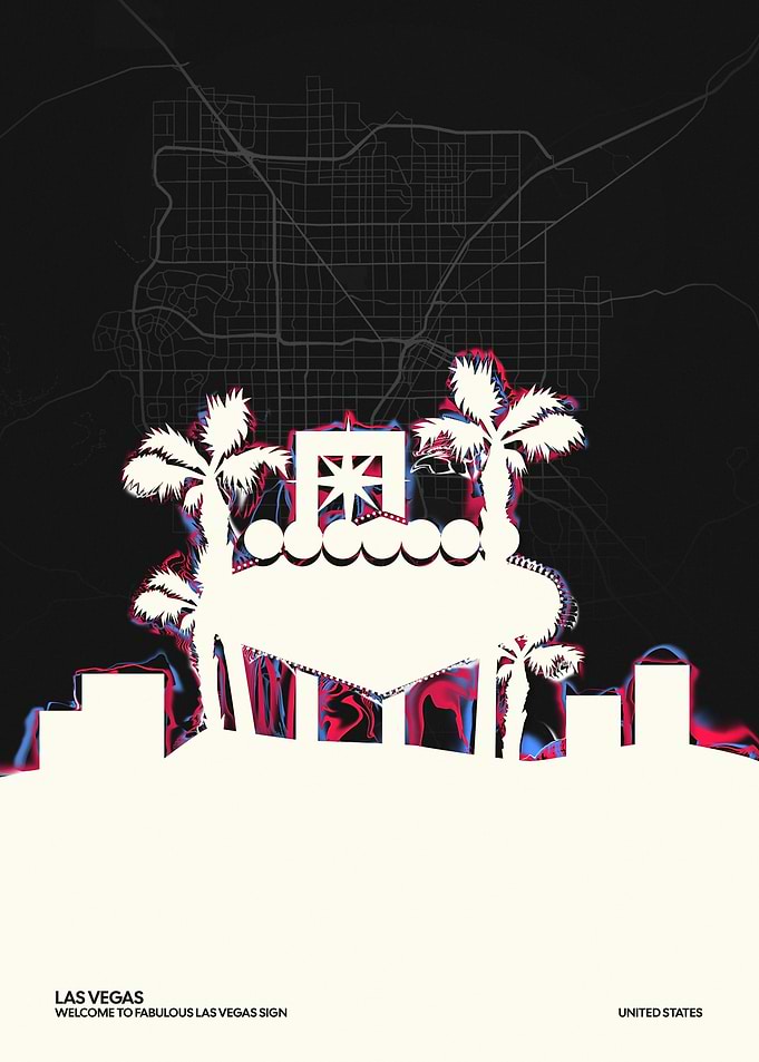 Las Vegas Sign Skyline Map