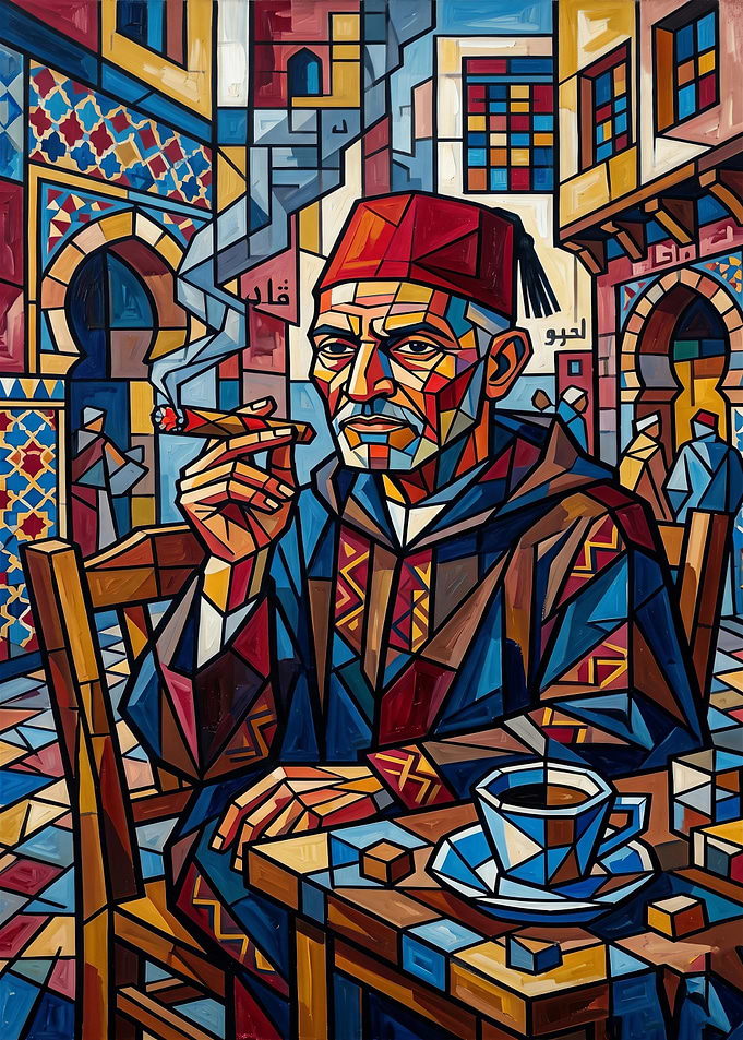 Cubist Portrait of a Man Smoking
