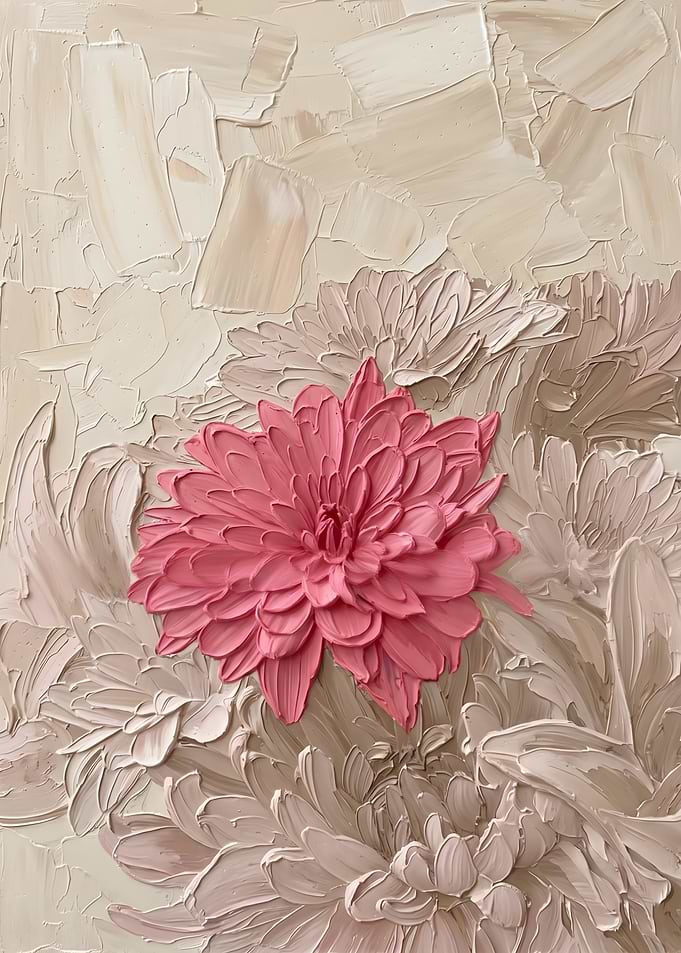 Textured Pink Flower Painting