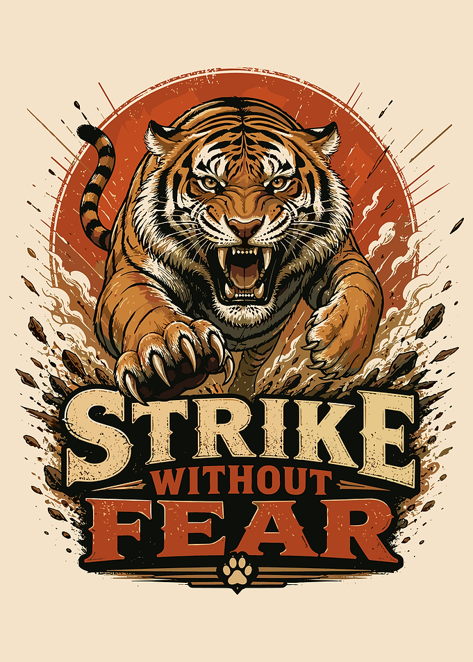 Strike Without Fear Tiger Poster Powerful Motivational Wildlife Wall Art