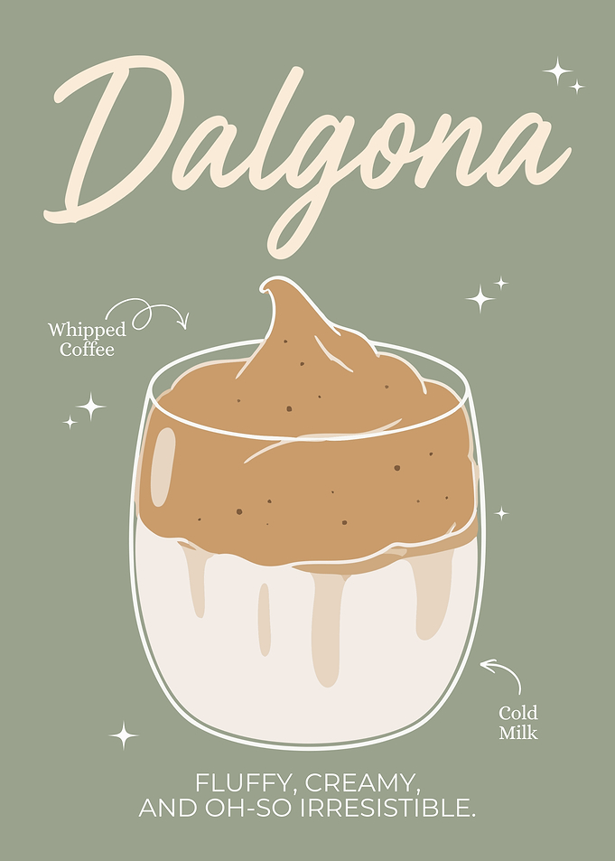 Dalgona Coffee Minimalist Retro Kitchen Wall Art Poster