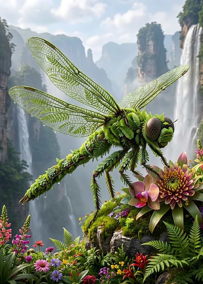 Dragonfly in Lush Nature