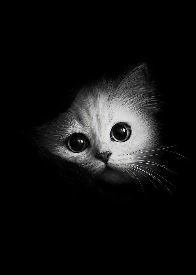 Peeking Kitten with Big Eyes