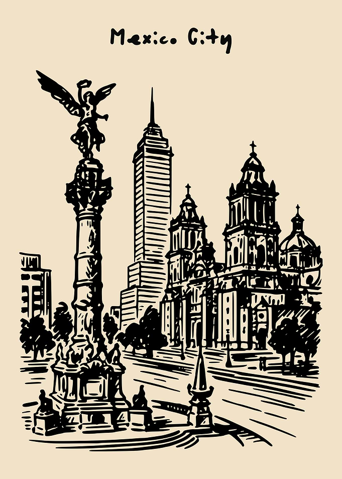 Mexico City Landmark Sketch