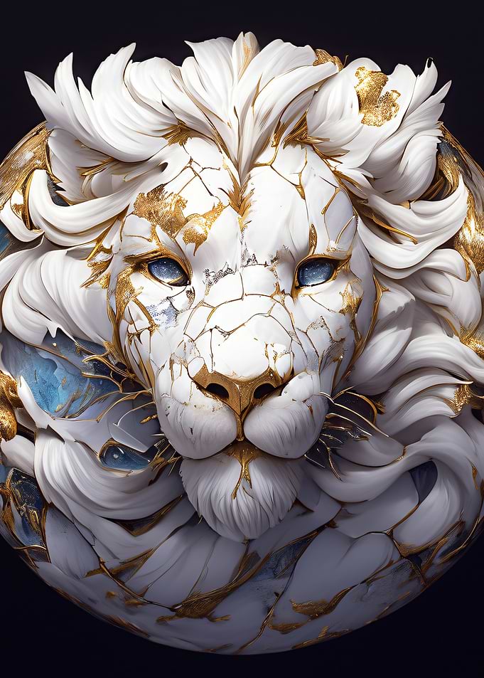 Majestic White Lion Sculpture