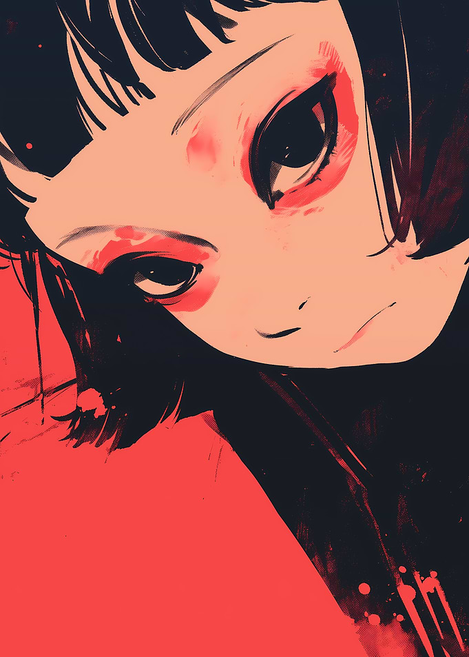 Anime Girl with Red Eyes