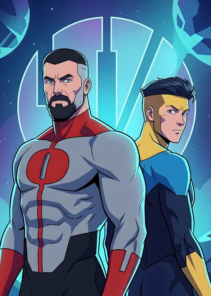 Invincible and Omni-Man in Space