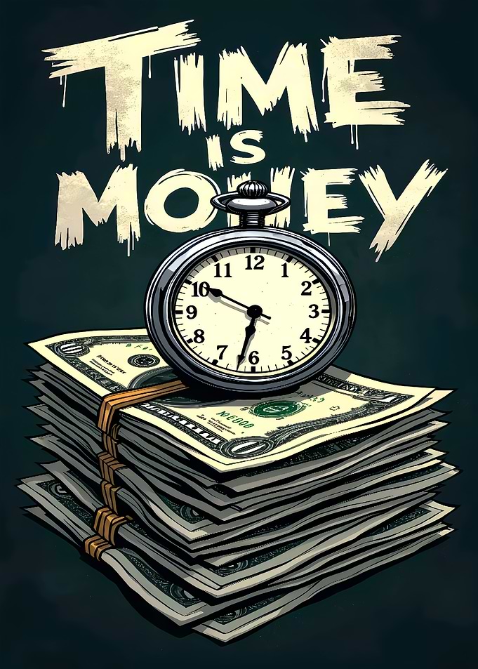 Time is Money Pocket Watch and Cash