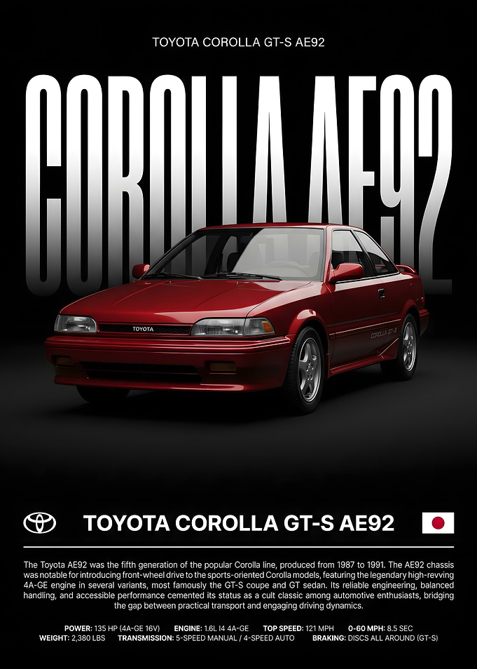 Toyota Corolla GT-S AE92 Poster
