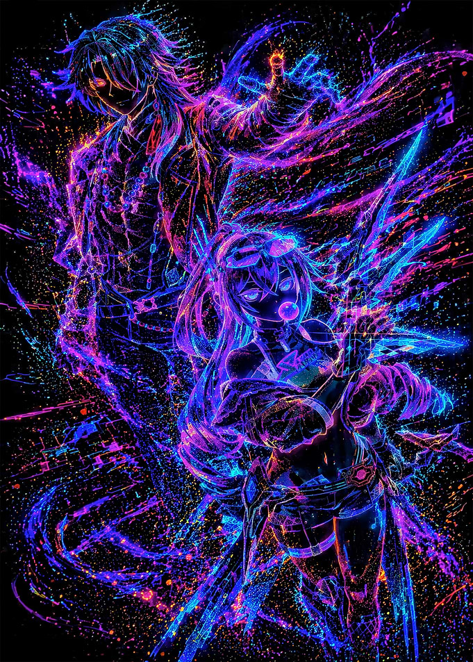 Zenless Zone Zero Neon Splatter Art