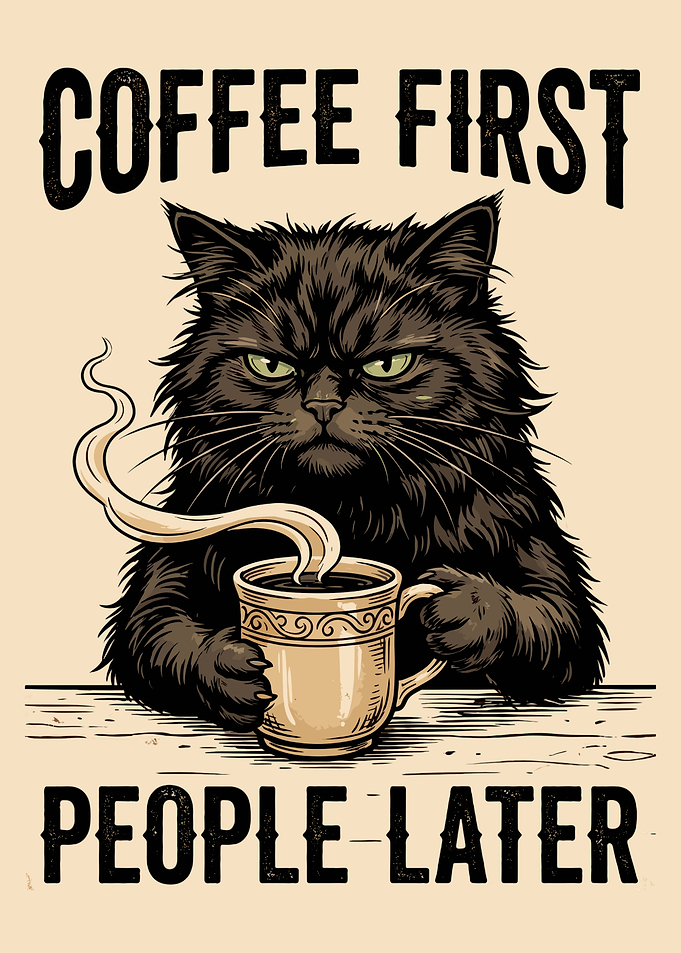 Grumpy Cat with Coffee