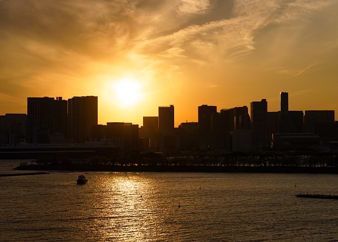 Tokyo Cityscape at Sunset Over Water