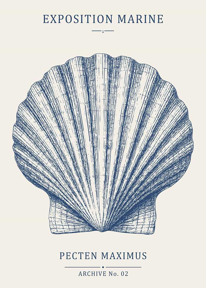 Vintage Scallop Shell Poster – Marine Natural History Wall Art