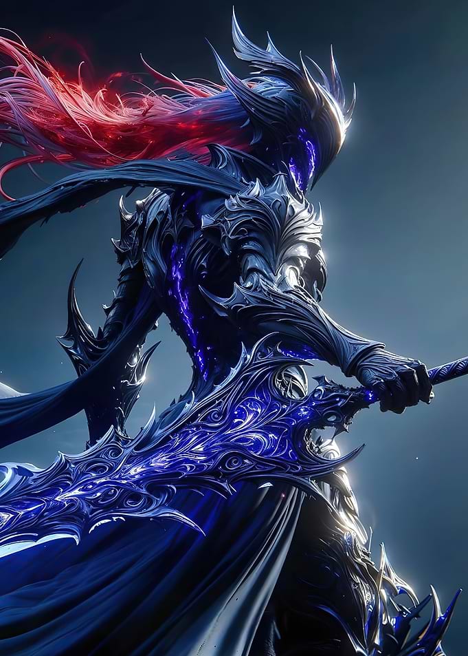 Dark Knight with Glowing Sword