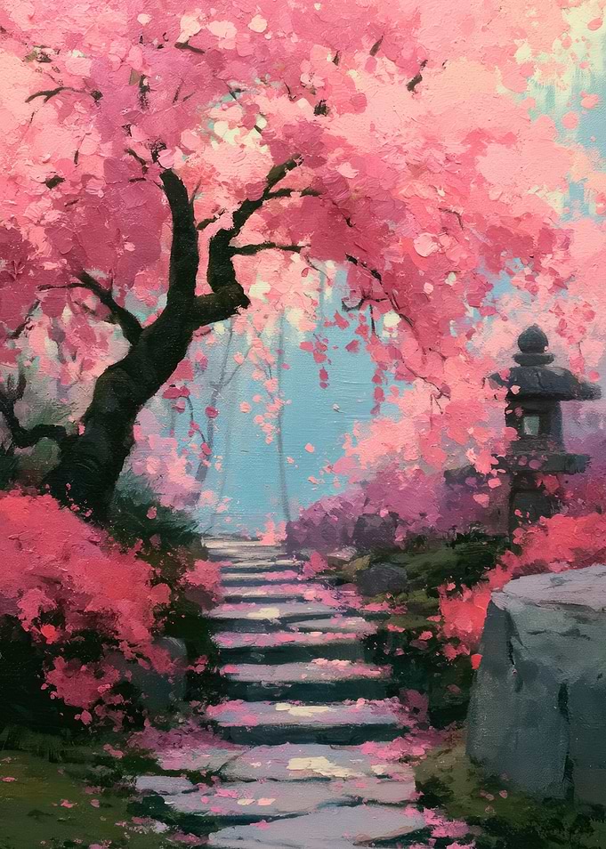 Cherry Blossom Path Painting