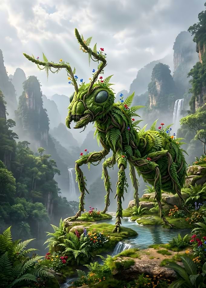Ant in Lush Landscape