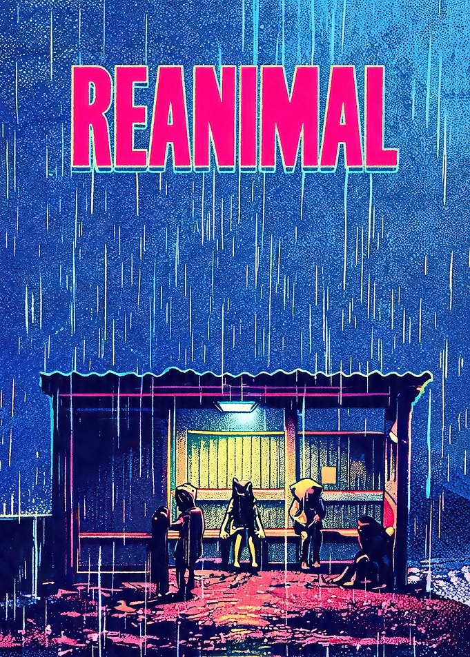 Re-Animal Bus Stop in Rain