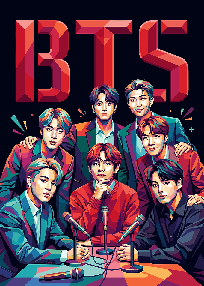 BTS Group Portrait with Microphones