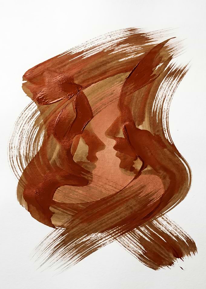 Abstract Faces in Bronze Paint