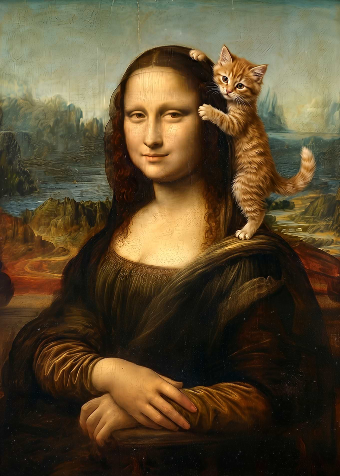 Mona Lisa with a Climbing by Kitten