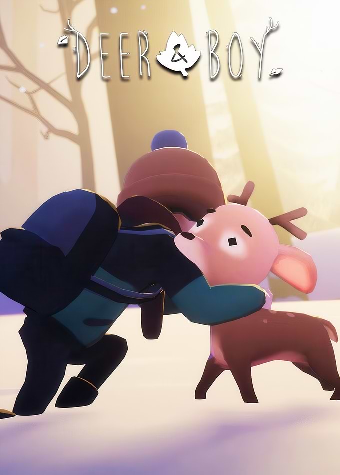 Deer & Boy Winter Embrace