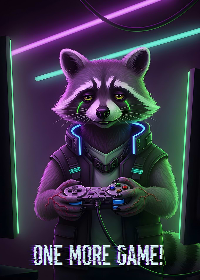Gamer Raccoon with Controller