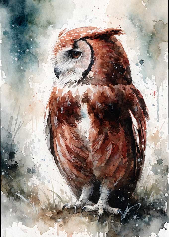 Watercolor Painting of an Owl
