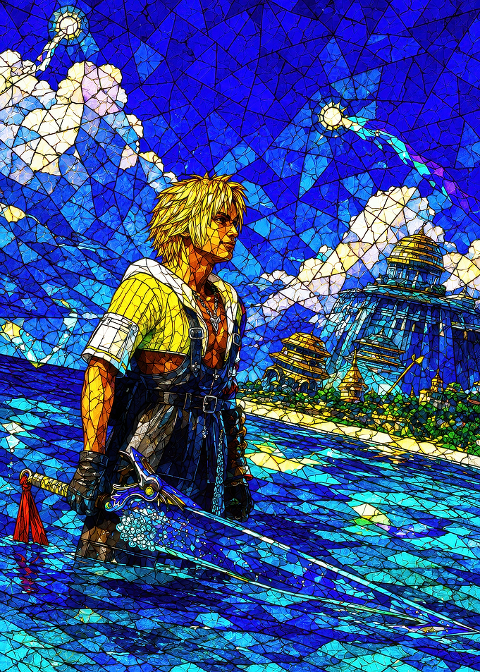 Tidus in Stained Glass Style