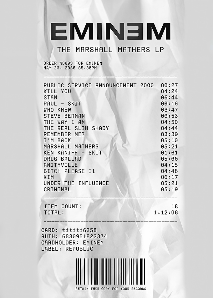 Eminem The Marshall Mathers LP Receipt