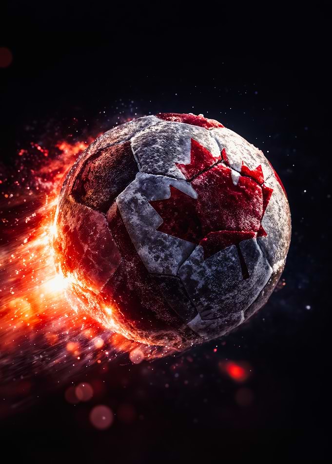 Canada Flag Fiery Football Poster